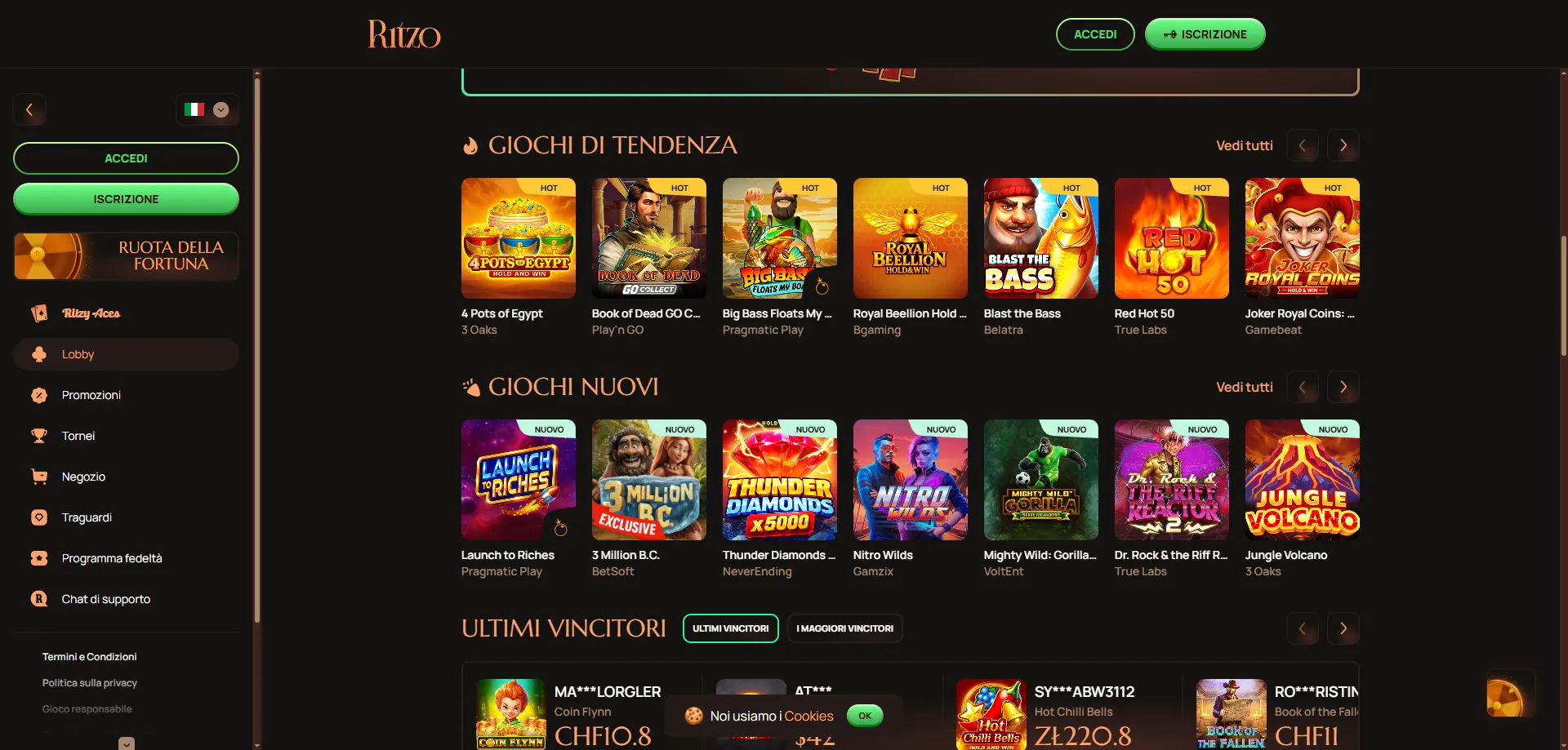 Ritzo Casino panoramica generale per giocatori italiani 2026