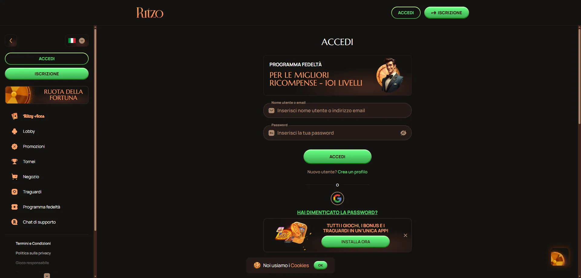 Registrarsi su Ritzo Casino &mdash; guida passo passo per italiani